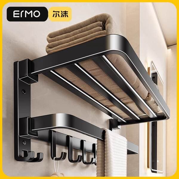 Toilet Storage Rack Punch-free Space Aluminum Towel Rack Toilet Bathroom Towel Rack Hotel Bathroom Hardware Pendant