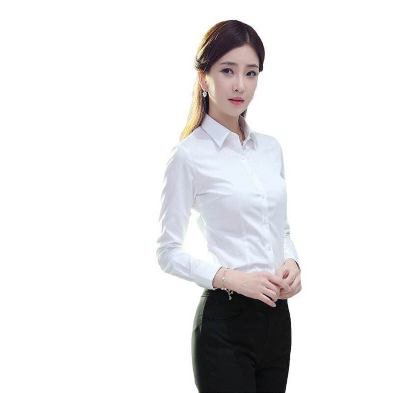 Spring and Autumn Clothes White Outer Wear Inner Business Top White Shirt Women's Fortress Long Sleeve Shirt Professional Work Clothes Work Clothes 5