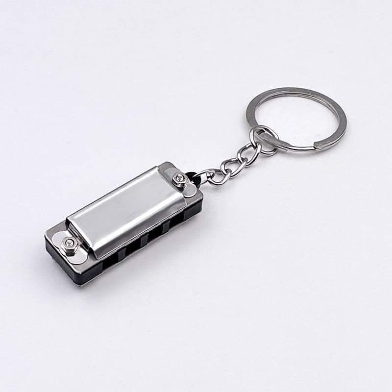 Mini metal harmonica (silver) hanging ring style