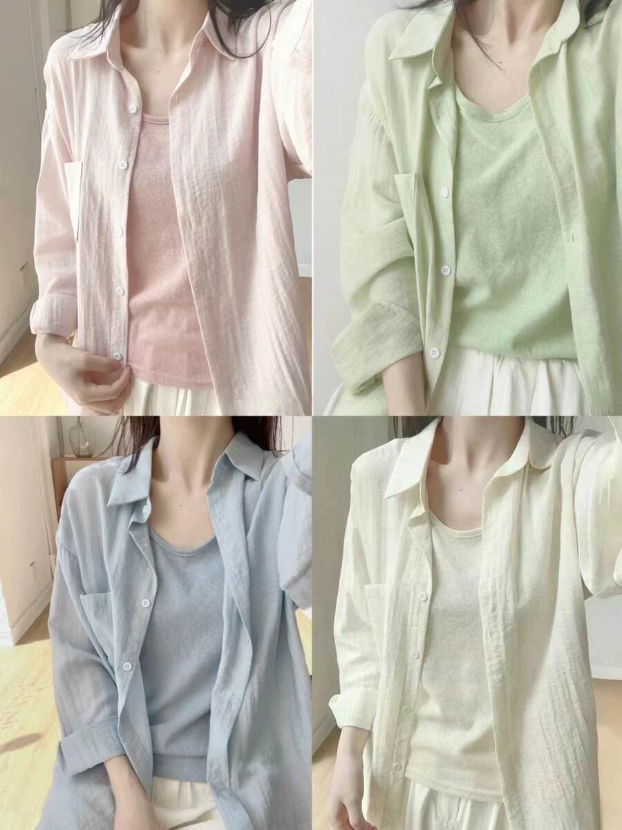 New Fashionable Slim-Fit Long-Sleeve Lightweight Sun-Protective Shirt for Women, Summer Korean Style Loose Cardigan Jacket for Women 1