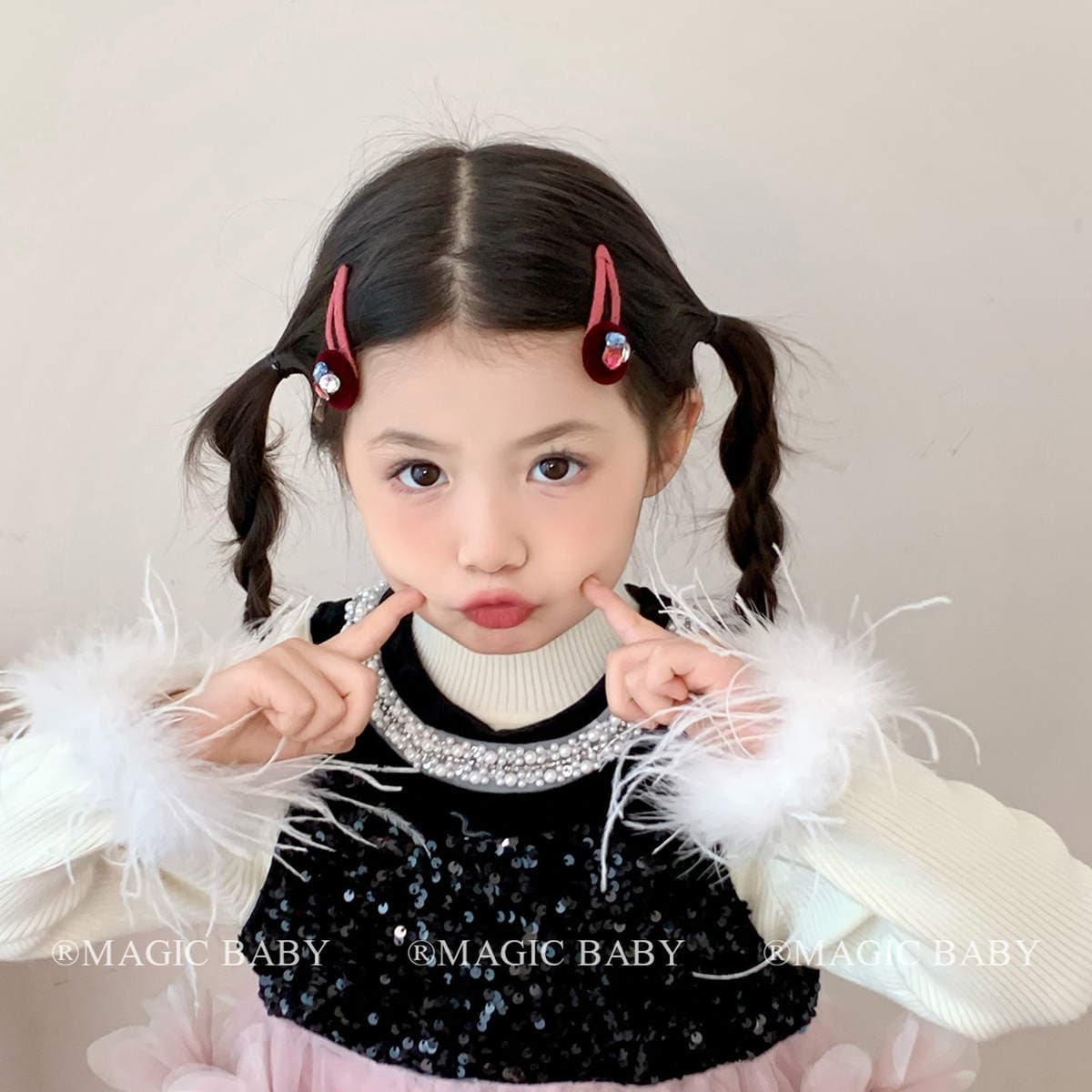 Korean-Style High-End Rhinestone Hair Clip, Baby Velvet Red Clip, Children's New Year Hair Accessory, Hairpin, Bb Clip, Hair Ornament 3