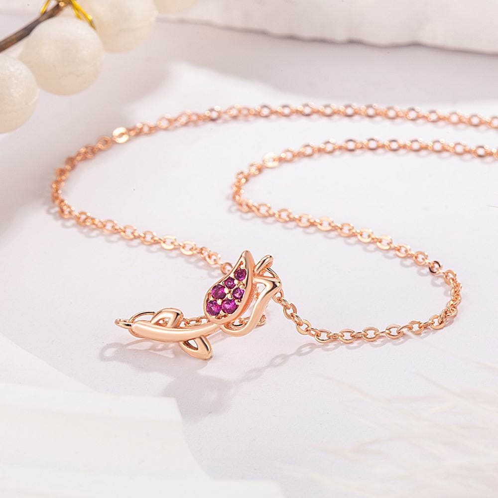 Korean-Style Fresh Tulip Set, Niche Design, Sweet and Fashionable Clavicle Chain and Earrings Jewelry Wholesale 3
