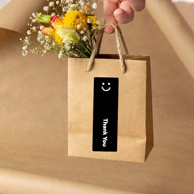 Coated Paper Thank You Stickers, Rectangular Stickers for Gift Box Decoration, Sealing, and Baking 2