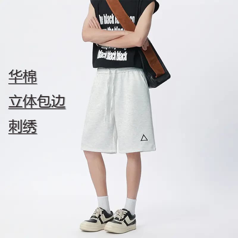 Gray [three-dimensional hemming embroidered shorts]