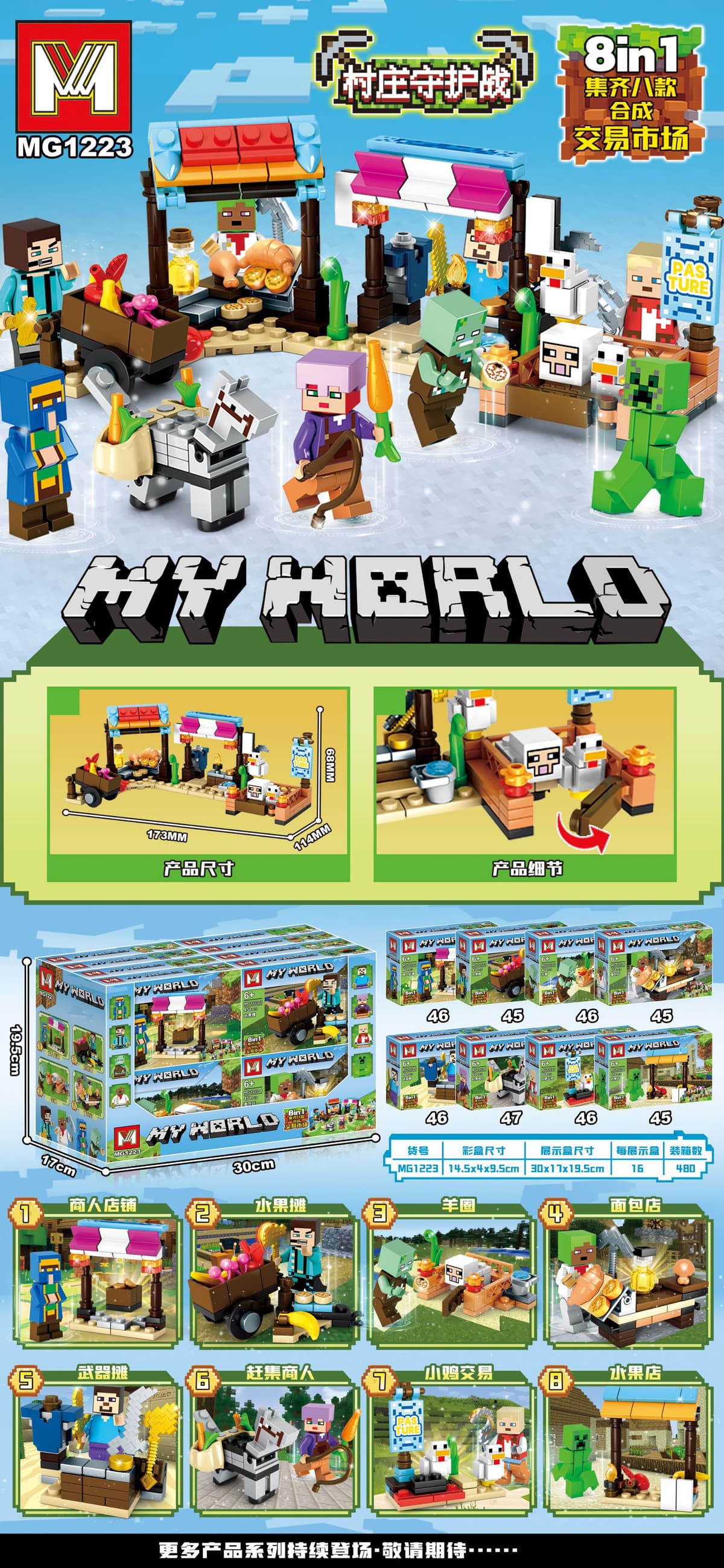 Mg1223 minecraft trading market [16 boxes in a set, order in multiples of 16]