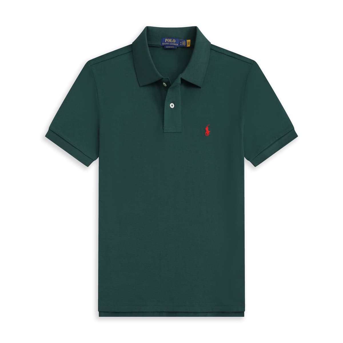 Dark green red label