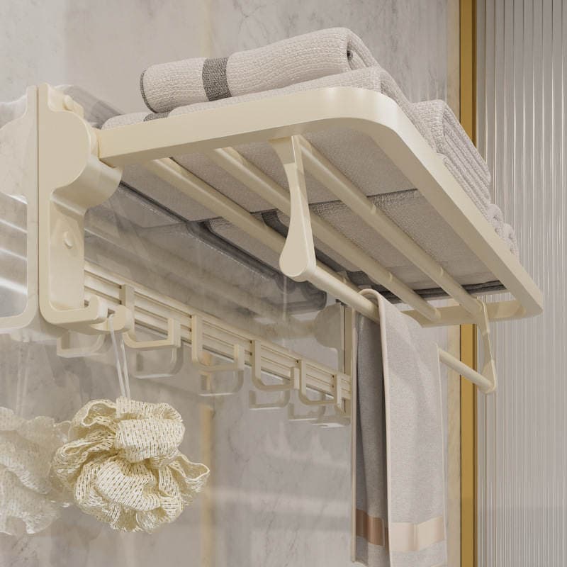 Punch-free Cream-style Towel Rack Toilet Milk White Bath Towel Rack Bathroom Bathroom Hardware Pendant Set 1