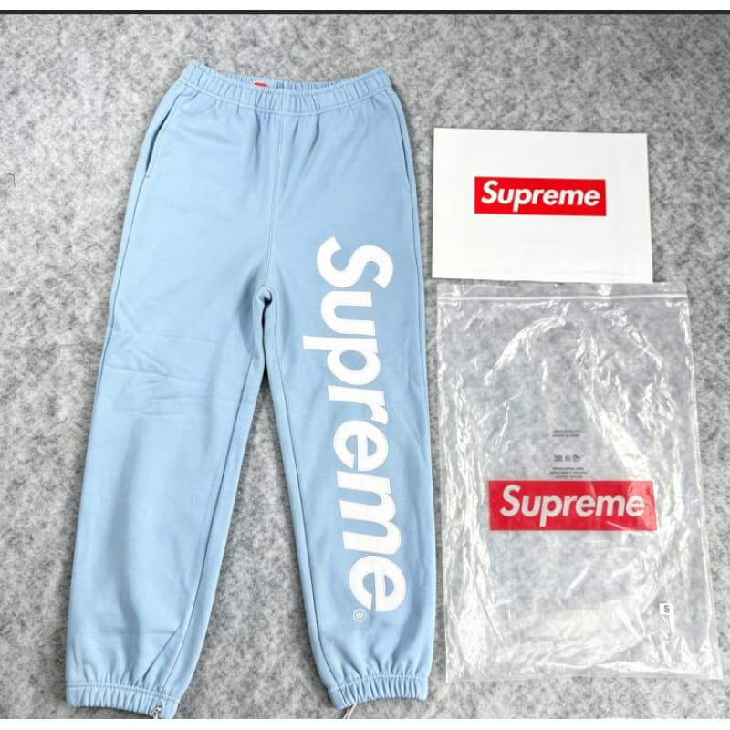 A309#classic large logo hooded sweatpants light blue