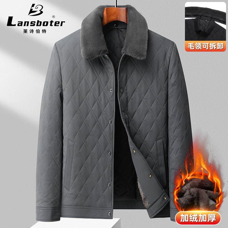 Laishibert kişilər üçün payız-qış yaxa yaxalı, qalınlaşdırılmış, yun astarlı, isti pambıq gödəkçə (orta yaşlılar üçün) 1