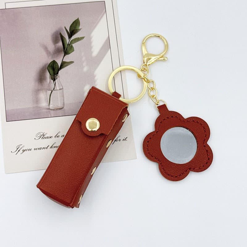Rivet flower style lipstick bag [coffee color]