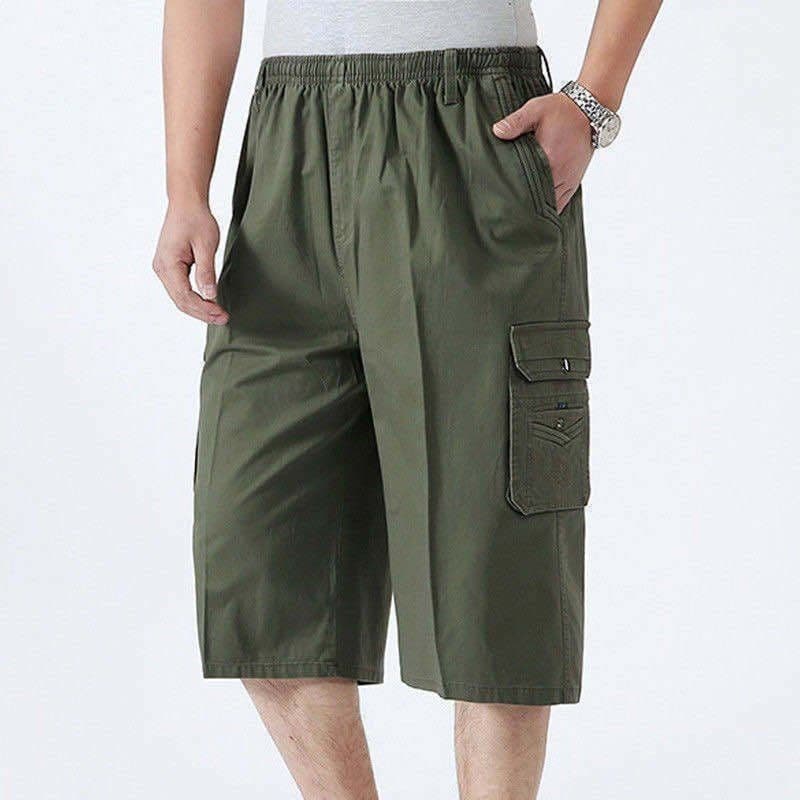 Cropped cotton trousers (military color)