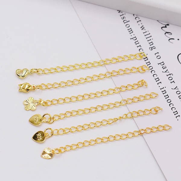 18K Real Gold Plated Color-Preserving Tail Chain Extension Chain Bracelet Necklace DIY Jewelry Accessories Jewelry Materials Wholesale D108