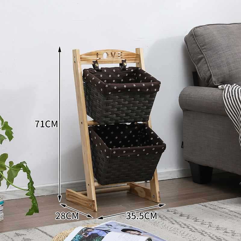 Brown leather basket + light burning rod, single row, two layers