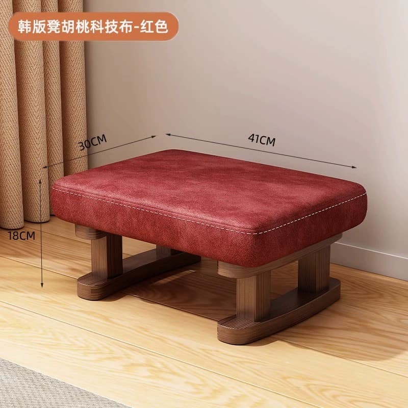 Walnut stool legs technical cloth—red