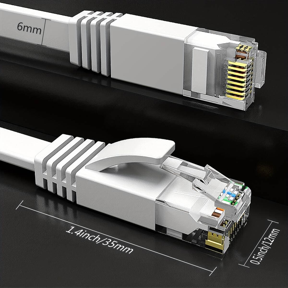 Məişət Gigabit Cat6E Yastı Şəbəkə Kabeli, Oksigensiz Mis, Router Qoşulması üçün 4