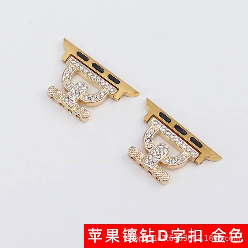New diamond-studded beaded d-ring - gold