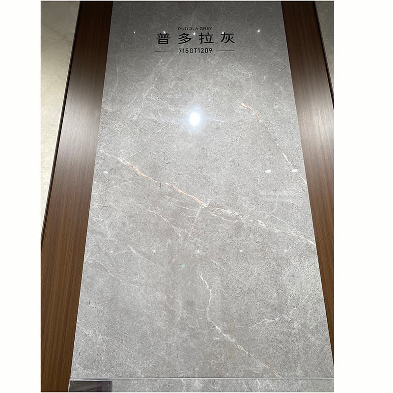 {in stock, made in foshan, guangdong} high-gloss porcelain tile 3c with g-pultra gray finish