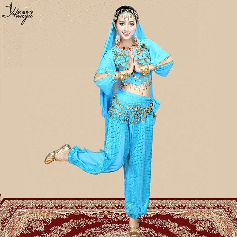 Huayu Dance Indian Dance Performance Costumes Xinjiang Ethnic Dance Indian Girl Performance Long-Sleeve Pants Set European and American Style 4
