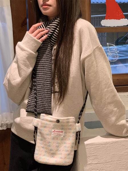 510223 Winter New Plush Mobile Phone Bag, Casual Shoulder Crossbody Tote Bag, Shopping Bag for Women