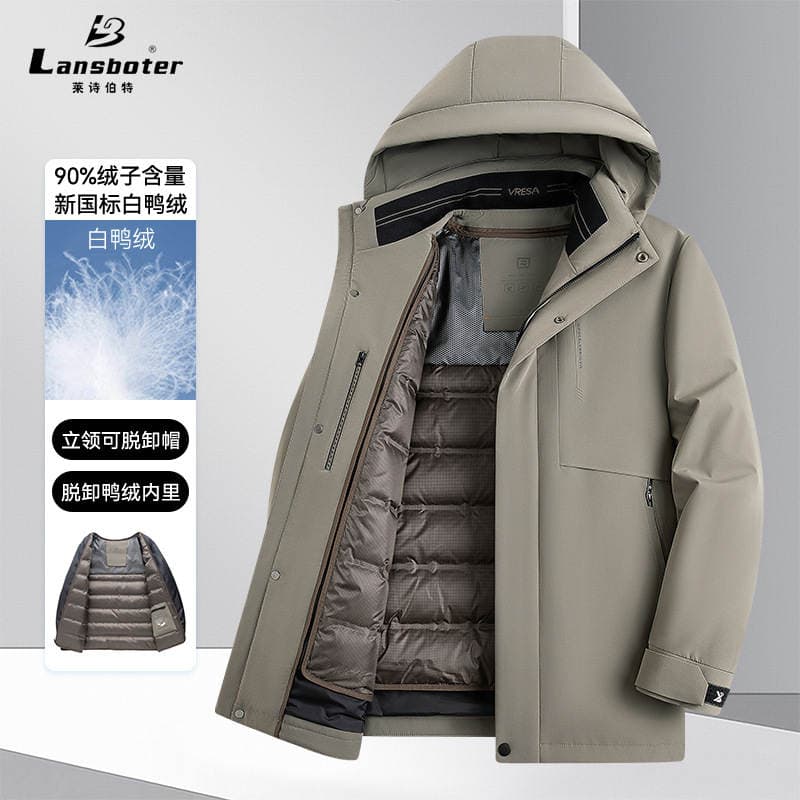 High-End Graphene Lining Men's New Winter down Jacket with Removable Inner Lining, Thickened and Warm, Dad-Style Coat 2