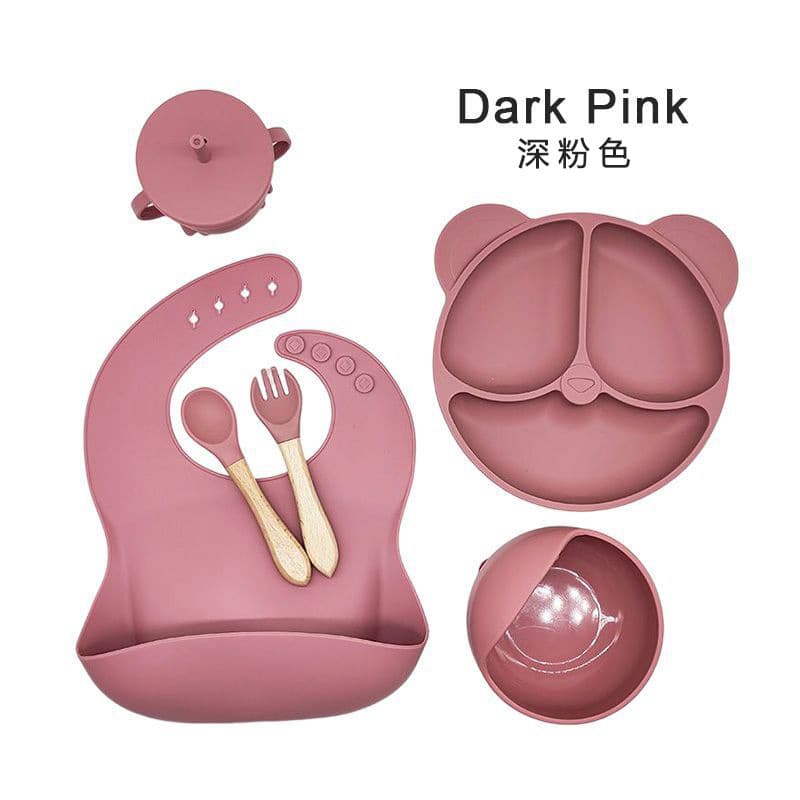 Dark pink - 6-piece set with wooden handle [570g]