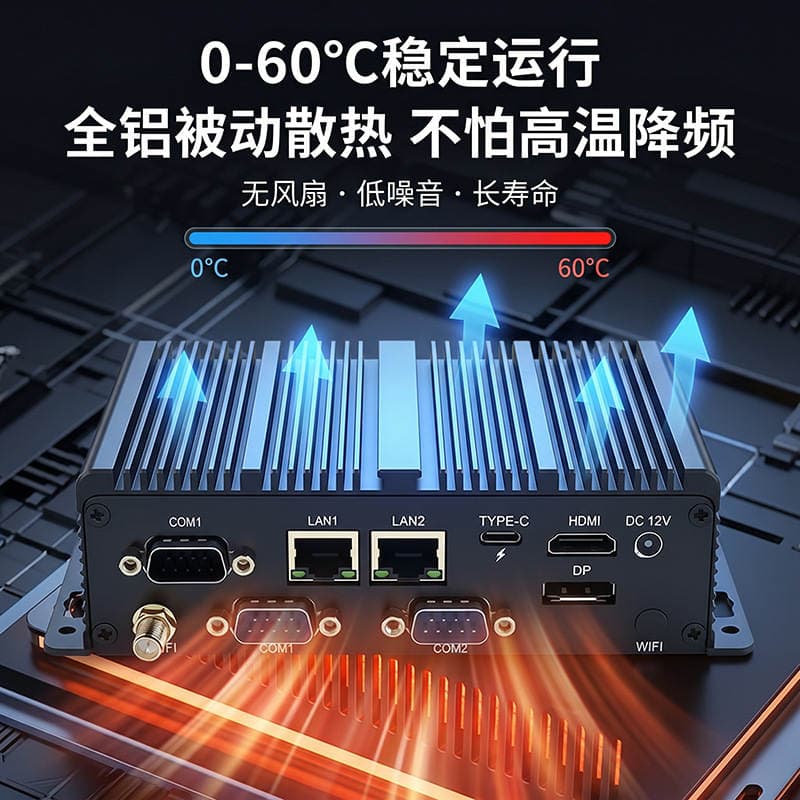 Fanless Industrial Computer N100/N95/N305 Low-Power Consumption Wide-Temperature Anti-Interference Production Line Control Box Industrial Control Computer 2