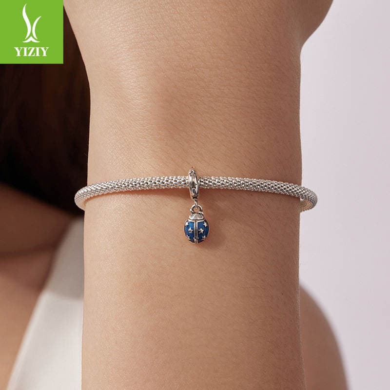 Original Design by Yinziyun: S925 Sterling Silver Seven-Star Ladybug Pendant Accessory, Small Lucky Insect DIY Bracelet Bead 2