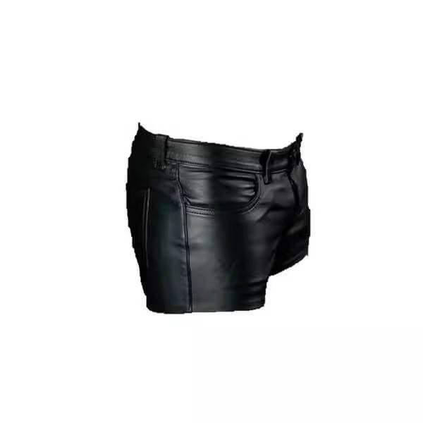 2024 new explosions wish Amazon best selling European and American solid color PU casual men's short leather pants a generation of PK06 5