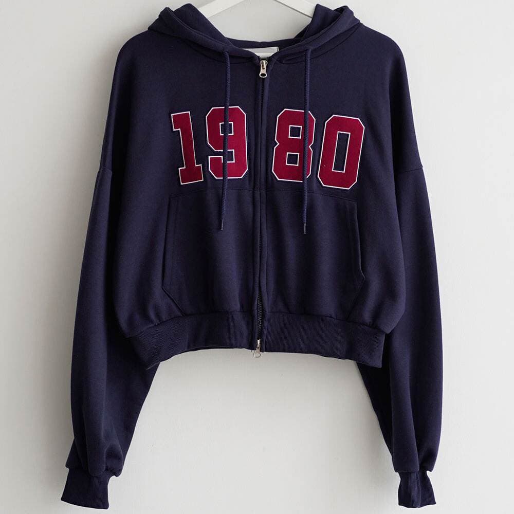 Customized European and American Thickeneded Loose Short Sweatshirt Jacket for Women Hooded Lazy Style Pure Cotton Embroidered Zipper Jacket for Women 3