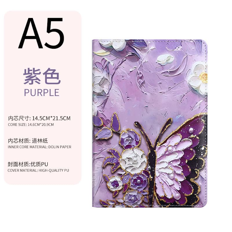 Purple butterfly color printed a5 notebook