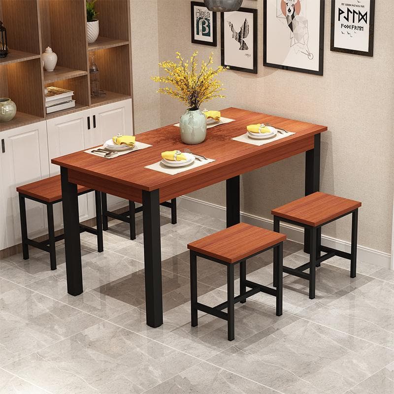120*60 with four stools teak color + black frame