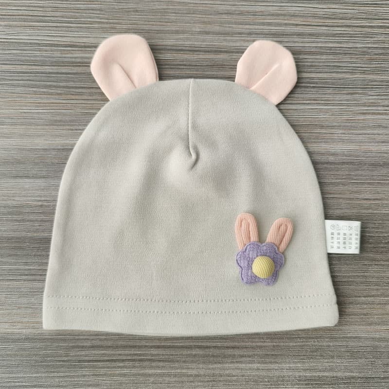 Thick material small flower gray baby hat