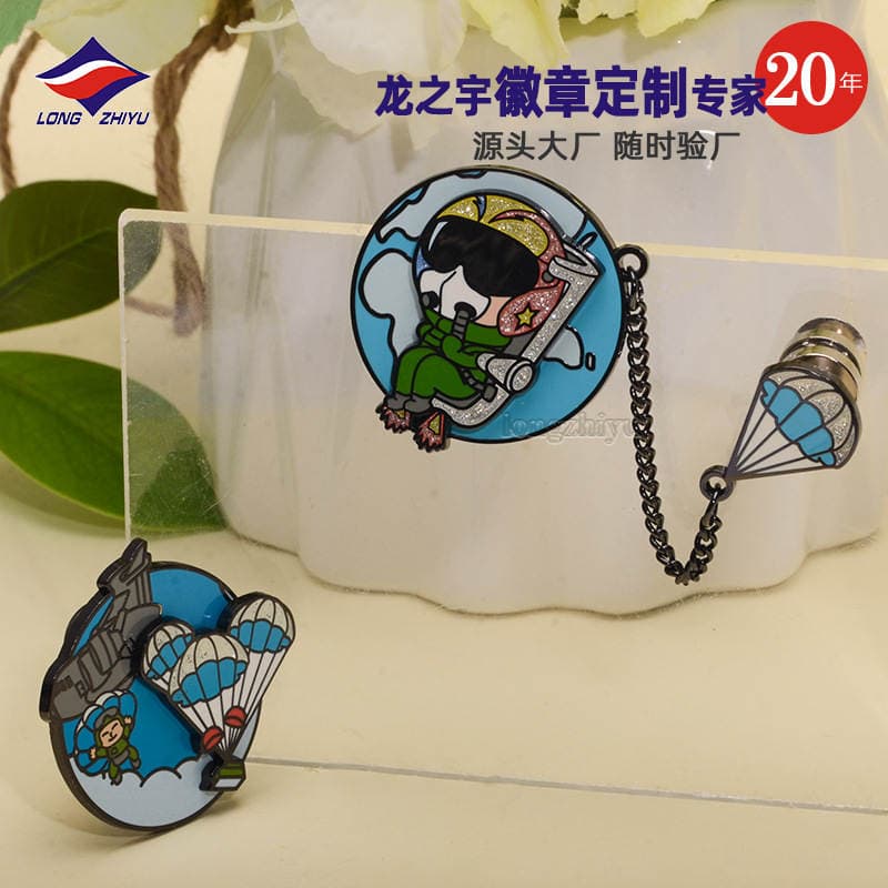 Longzhiyu 20-Year Manufacturer of Custom Metal Badges, Imitation Enamel Rotating Slide Rail, Glitter Chain, Custom Wholesale 2