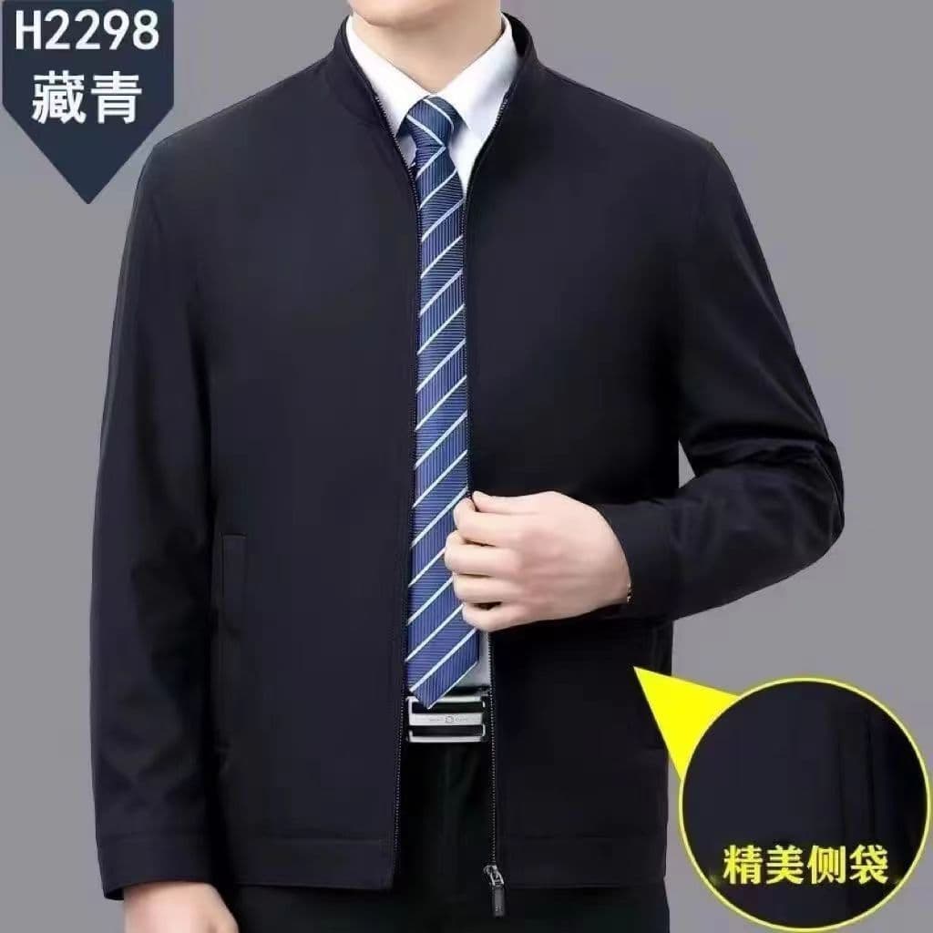 Blue stand collar zipper thin