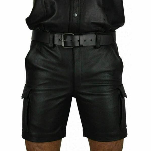 2024 new cross-border wish Amazon best selling European and American solid color PU casual men's short leather pants a generation of PK05 3