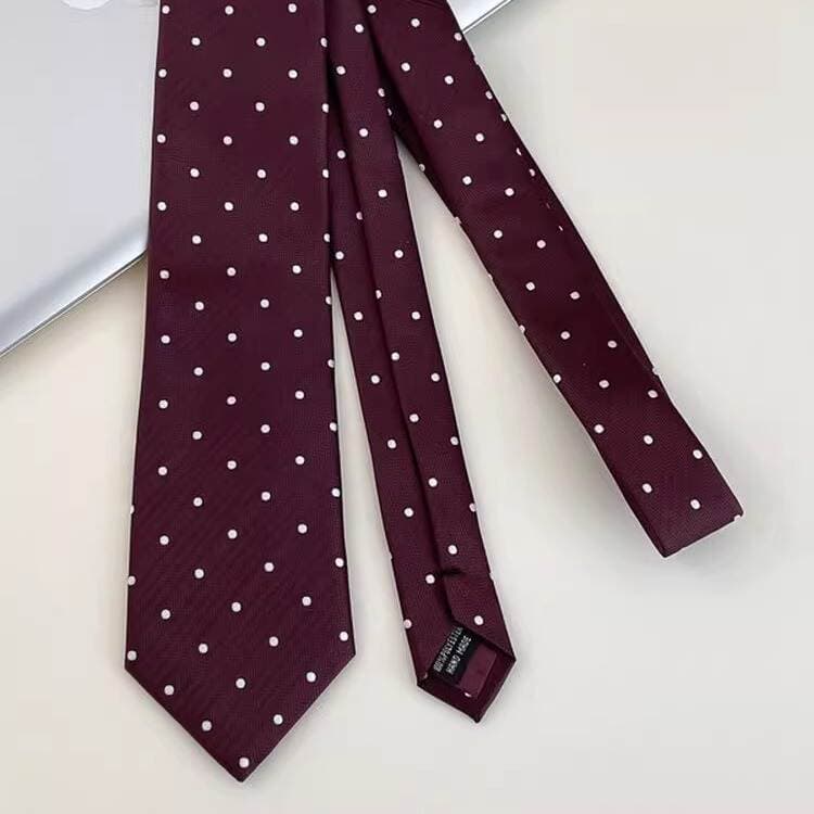 Korean Burgundy Polka Dot Tie Retro Old Money Style Internet Celebrity Versatile Scarf Belt Multi-Use Fashion Casual Neck Accessory 4
