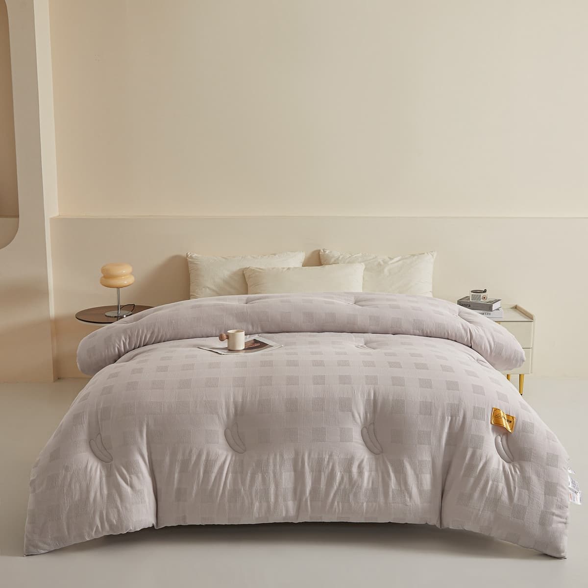 All-cotton jacquard gentleman grey (30% protein-modified polyvinyl alcohol fiber, quality inspected)