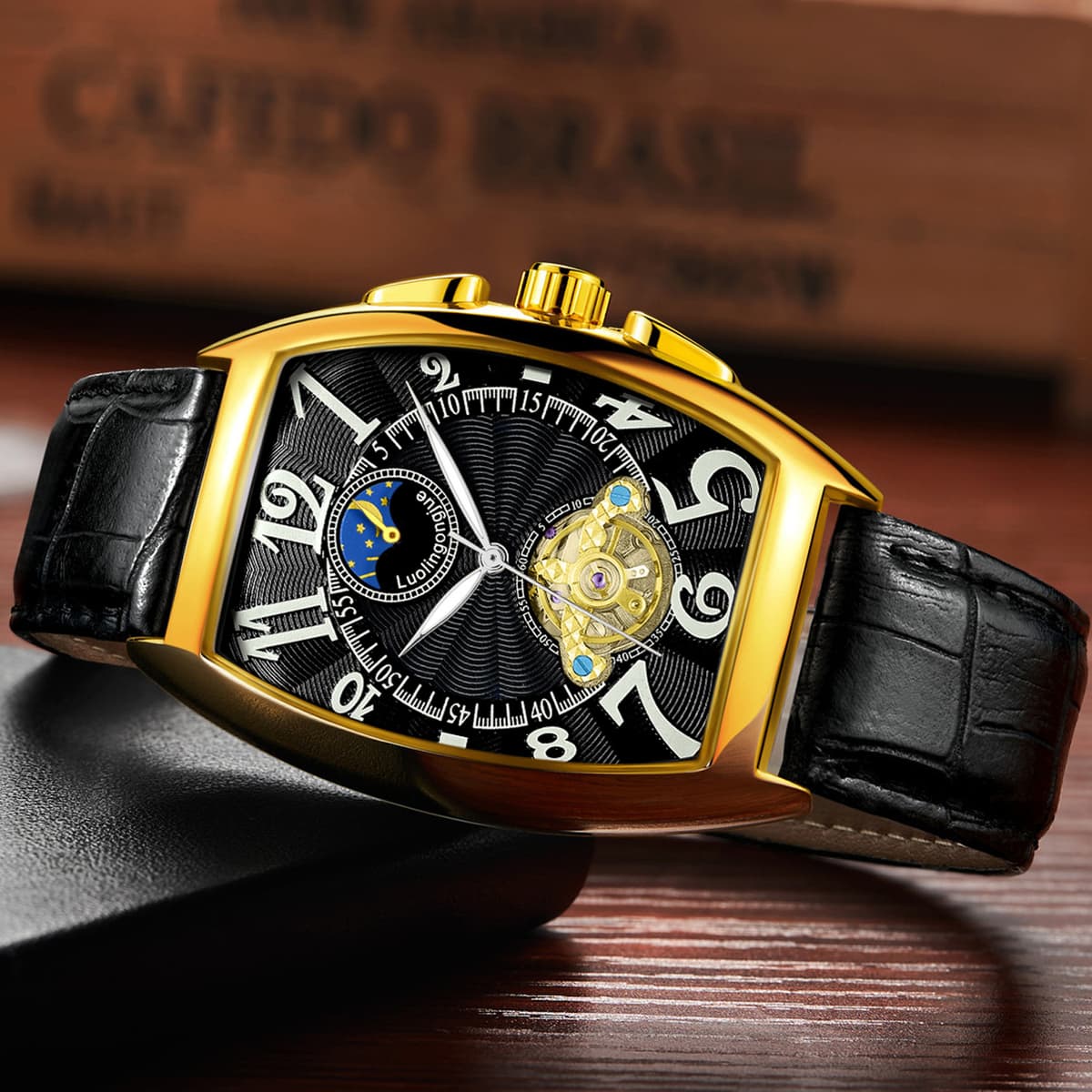 Black with gold shell and black surface