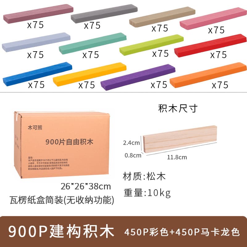 900 pieces (450P color + 450P macaron color) carton