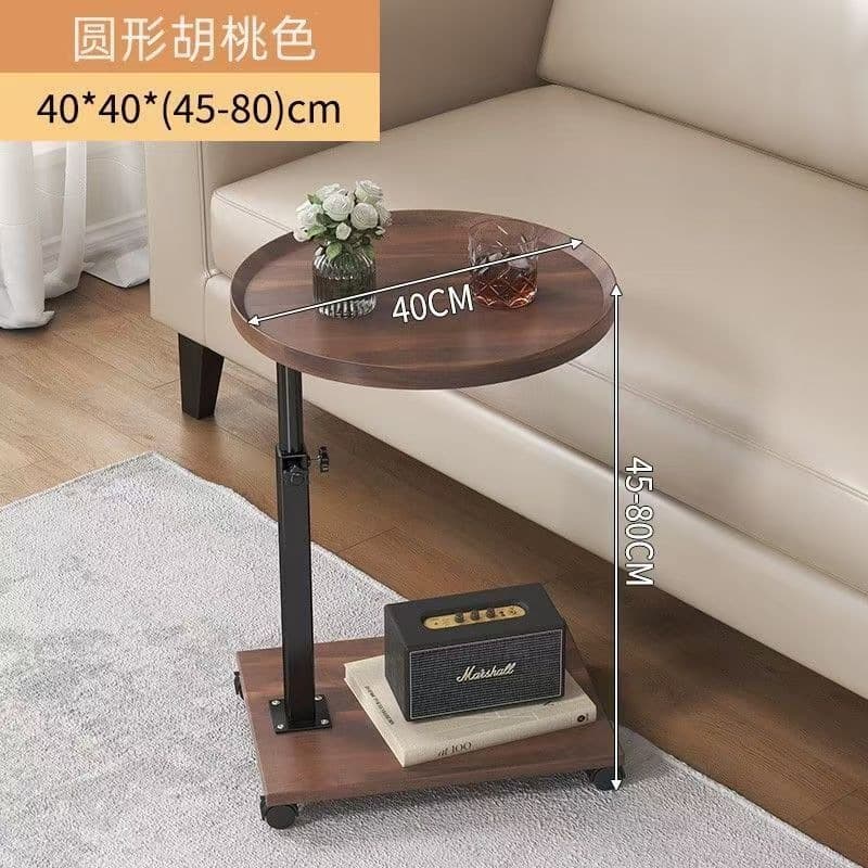 Walnut color round table-40*40*45-80