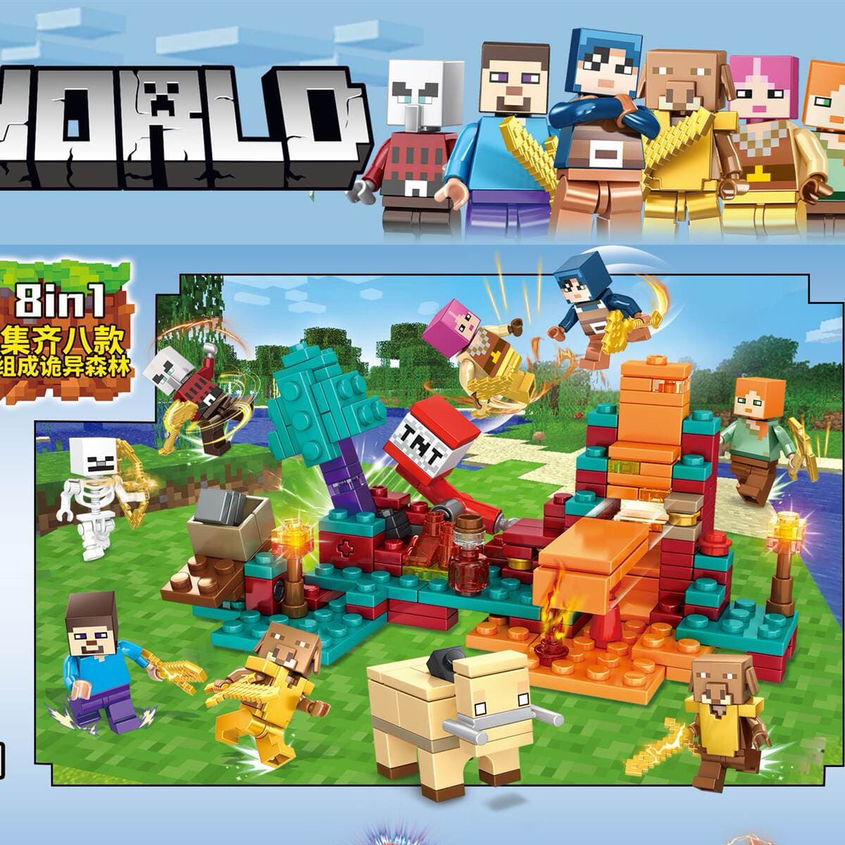 Minecraft, Ai Shanhaijing, Nezha Universe Hero 8-i-1 konstruktor: Uşaqlar üçün təhsil oyuncağı. 3
