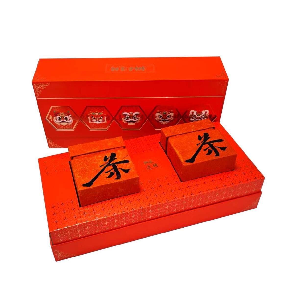Tea Gift Box Empty Box, High-End Feel, Universal Tea Packaging Box, Souvenir Empty Box, Orange Festive Tea Packaging Box 5