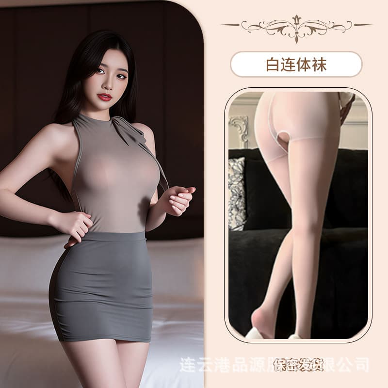 Ribbon hip skirt + crotchless socks