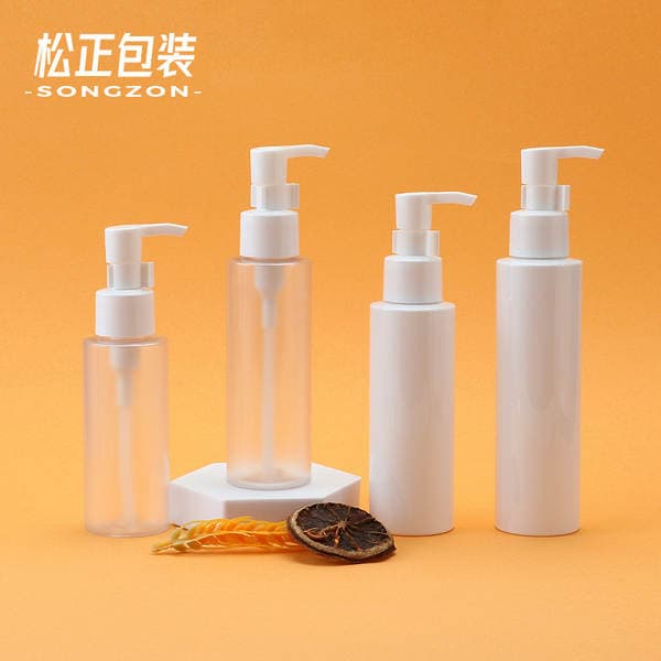 In-Stock Oil Pump Bottle Pet Plastic Makeup Remover Oil Dispensing Bottle 80/100/120ml Frosted Flat Shoulder Press Lotion Bottle