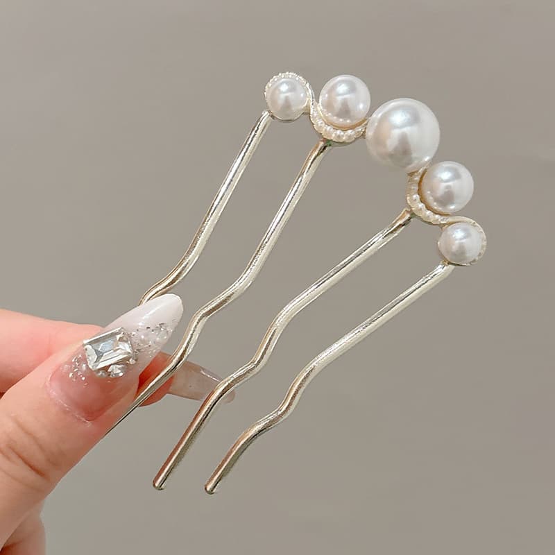 1#Wavy five-bead hair comb (gold)