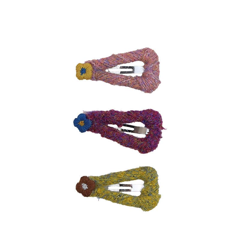 Korean Retro Plush Hair Clips for Girls, Autumn and Winter Triangular Hairpins, Children's Hair Accessories, Baby Bb Clips, Forehead Clips 5