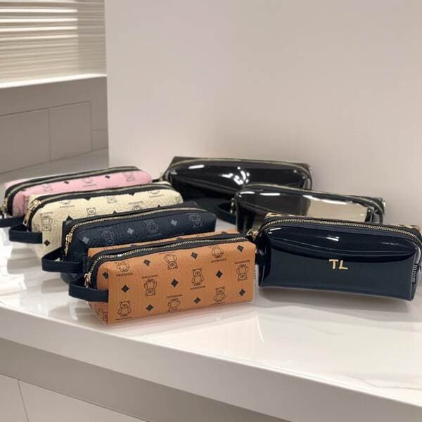 Korean Style Waterproof Rectangular Large-Capacity Waterproof Cosmetic Bag Student Pencil Case Portable Makeup Bag Makeup Pencil Case for Women