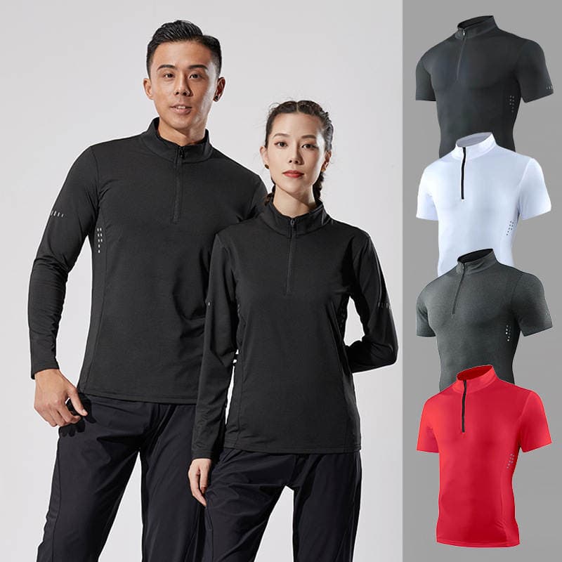 Polo Shirt Clothes Long-sleeved Short-sleeved Men's Summer Quick-drying Fitness Clothes Men's Top Elastic Gym Training Team Clothes 3