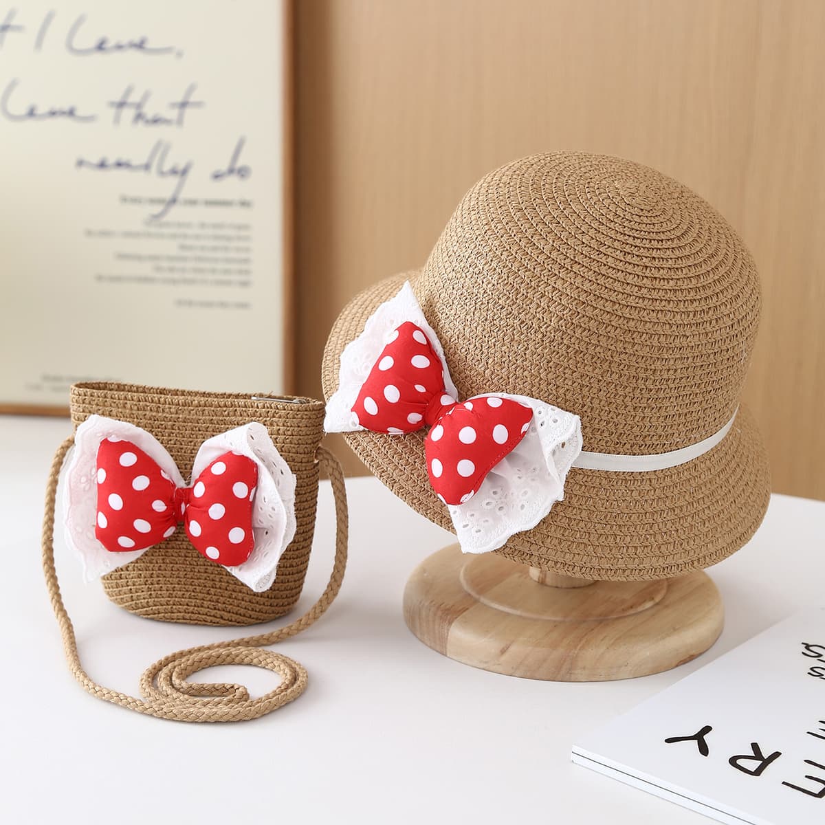Bow tie set in coffee color