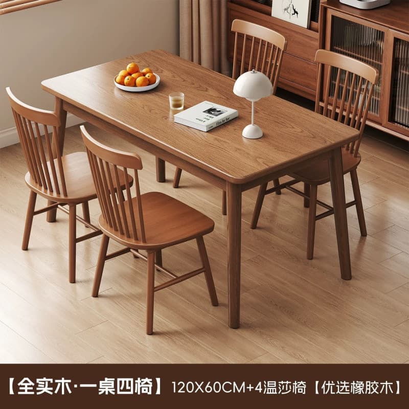 【solid walnut wood set】120*60 dining table + 4 windsor chairs, no veneer